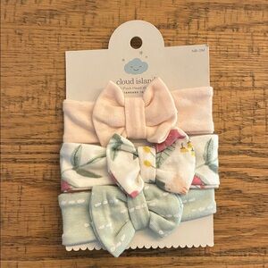Cloud Island Floral and Solid Headband Set - Pink, Green, White NWT